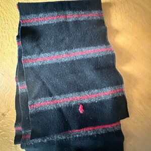 Polo by Ralph Lauren Black and Red Wool Scarf